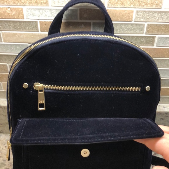 Dark navy velour backpack NWT - Picture 3 of 5